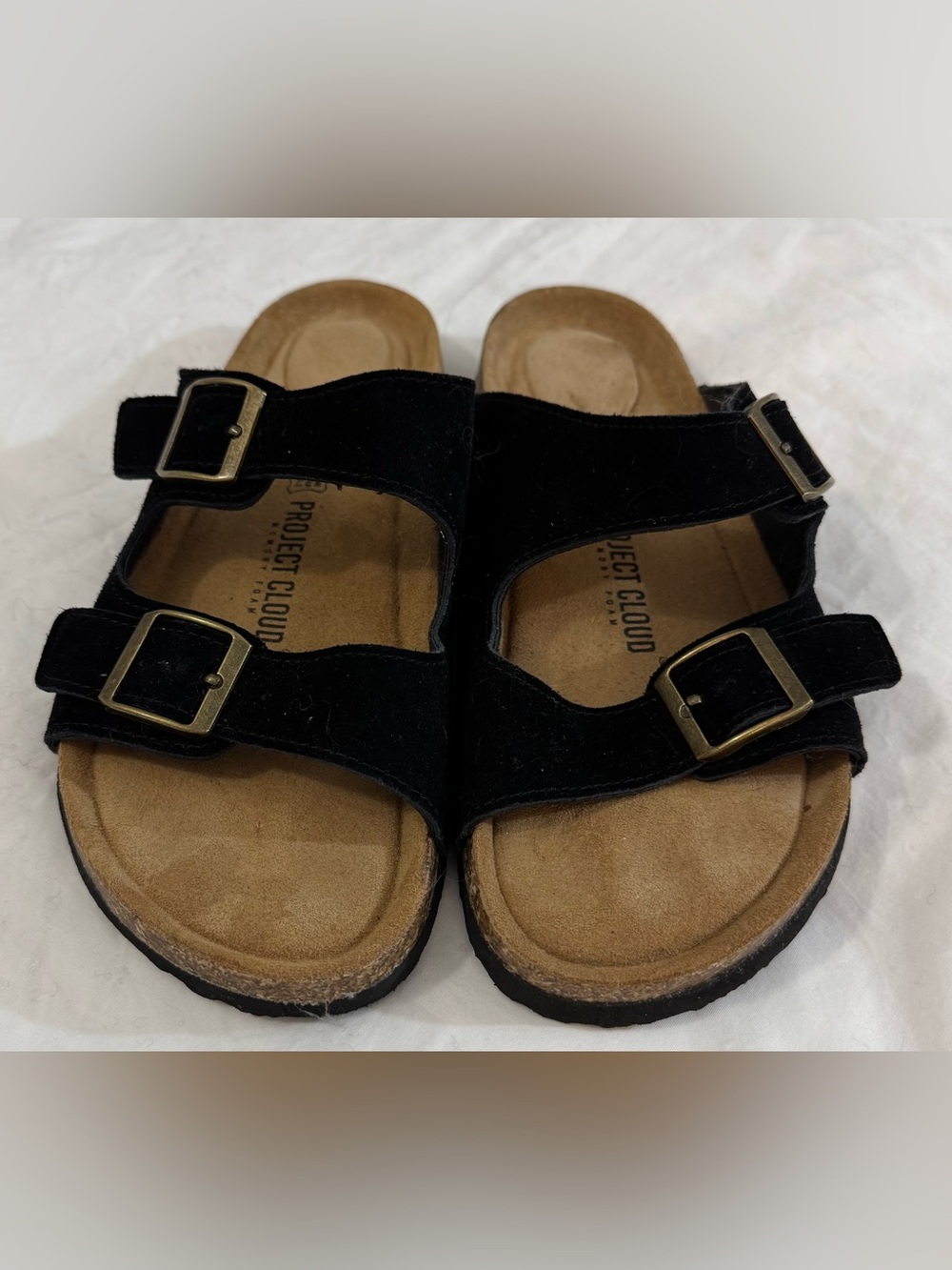 Project Cloud 100% Genuine Leather Flat Sandals For Women 2026 Cork Footbed Sz 9